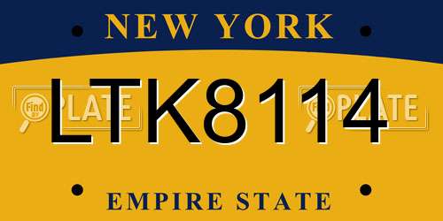 LTK8114 New York License Plate