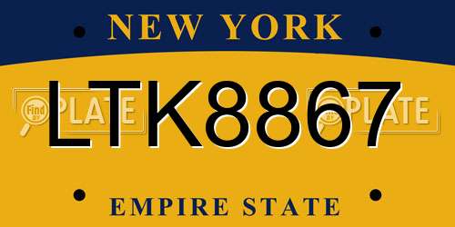 LTK8867 New York License Plate