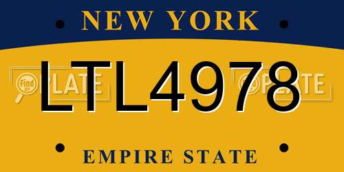 LTL4978 New York License Plate