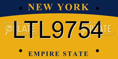 LTL9754 New York License Plate