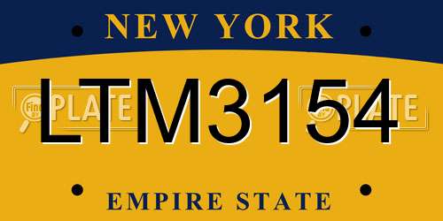 LTM3154 New York License Plate