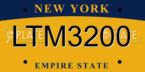 LTM3200 New York License Plate
