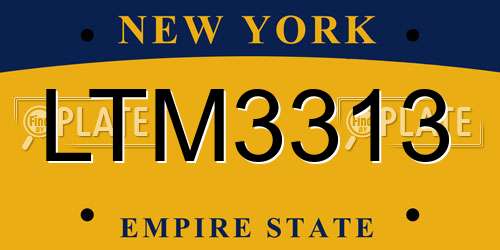 LTM3313 New York License Plate