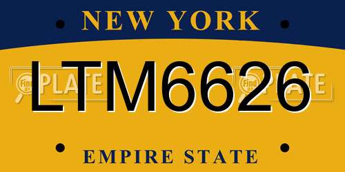 LTM6626 New York License Plate