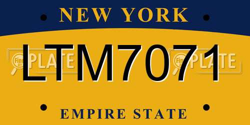 LTM7071 New York License Plate