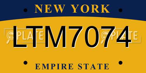 LTM7074 New York License Plate