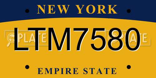 LTM7580 New York License Plate
