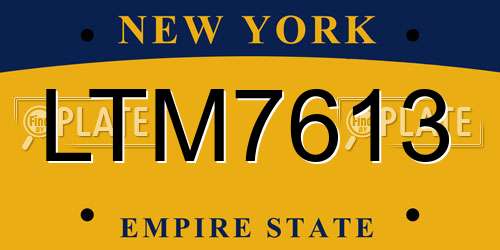 LTM7613 New York License Plate