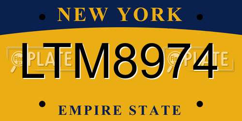 LTM8974 New York License Plate