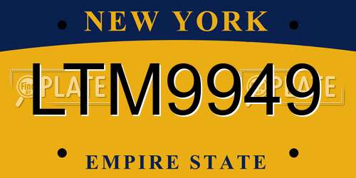 LTM9949 New York License Plate
