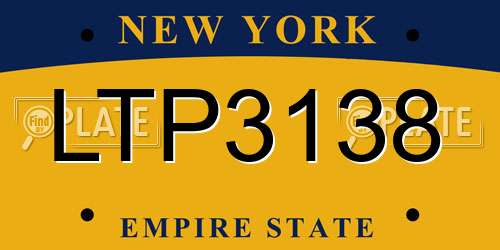 LTP3138 New York License Plate
