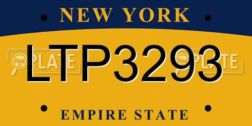 LTP3293 New York License Plate