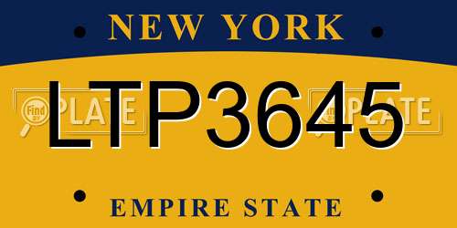 LTP3645 New York License Plate