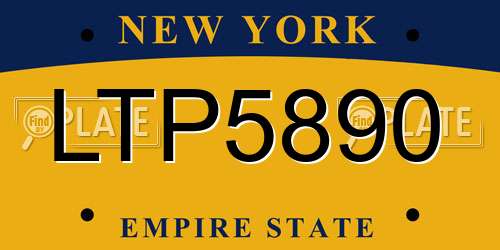 LTP5890 New York License Plate