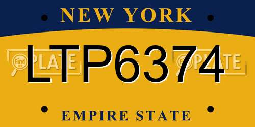 LTP6374 New York License Plate