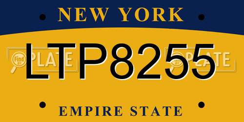 LTP8255 New York License Plate