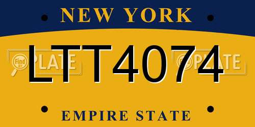 LTT4074 New York License Plate