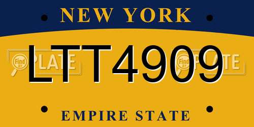 LTT4909 New York License Plate