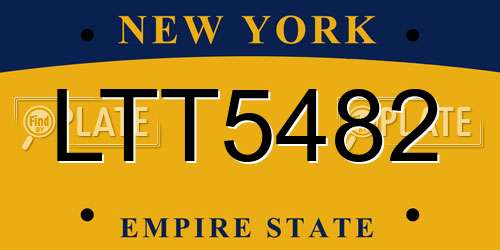 LTT5482 New York License Plate