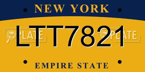 LTT7821 New York License Plate