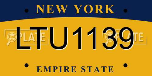 LTU1139 New York License Plate