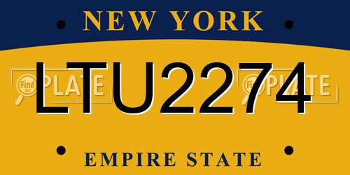 LTU2274 New York License Plate