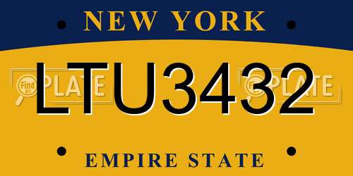 LTU3432 New York License Plate