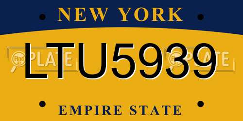 LTU5939 New York License Plate