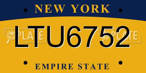 LTU6752 New York License Plate