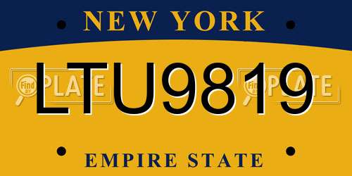 LTU9819 New York License Plate