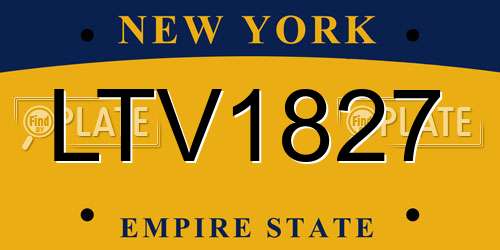 LTV1827 New York License Plate