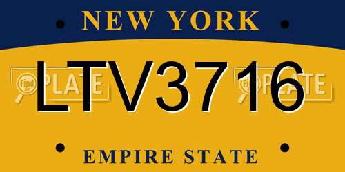 LTV3716 New York License Plate