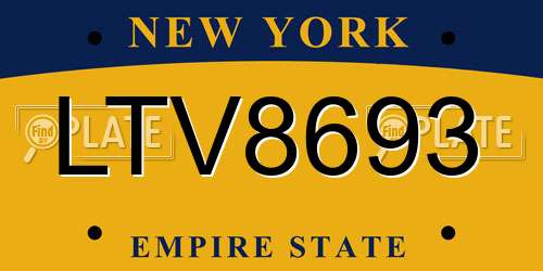 LTV8693 New York License Plate