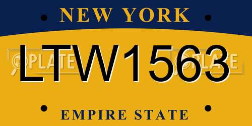 LTW1563 New York License Plate