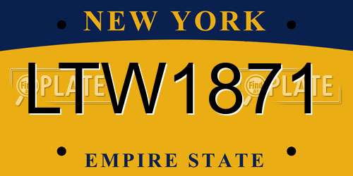 LTW1871 New York License Plate