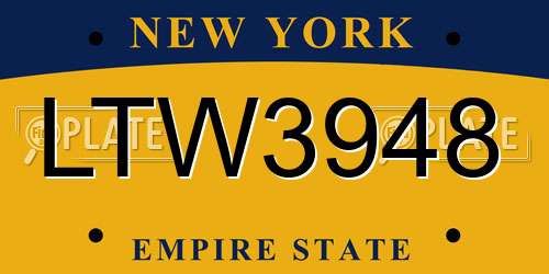 LTW3948 New York License Plate