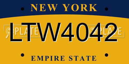 LTW4042 New York License Plate