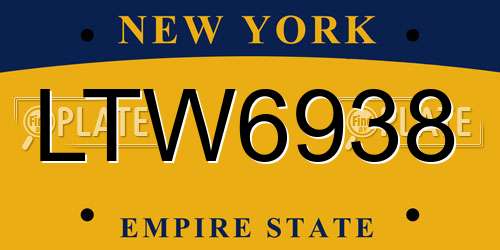 LTW6938 New York License Plate