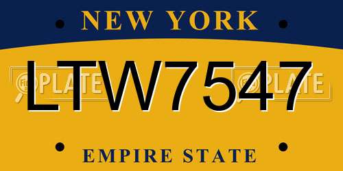 LTW7547 New York License Plate