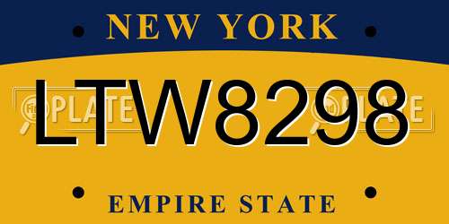 LTW8298 New York License Plate
