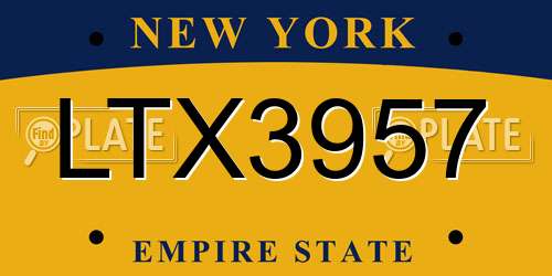 LTX3957 New York License Plate