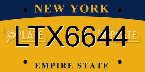 LTX6644 New York License Plate