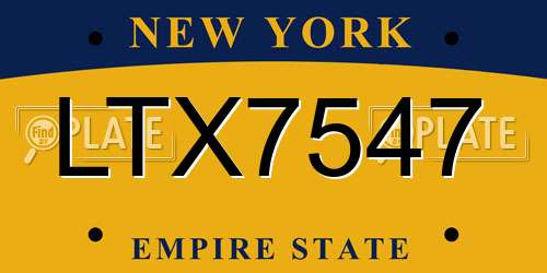 LTX7547 New York License Plate
