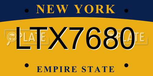 LTX7680 New York License Plate
