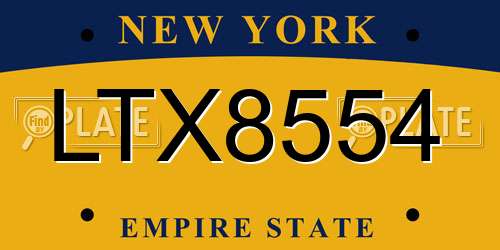 LTX8554 New York License Plate