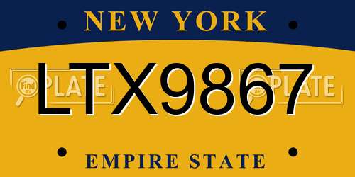 LTX9867 New York License Plate