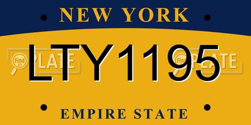 LTY1195 New York License Plate