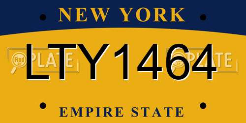 LTY1464 New York License Plate