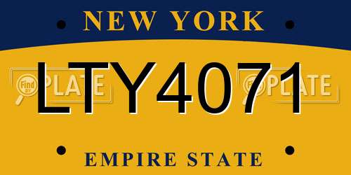 LTY4071 New York License Plate