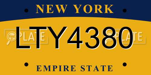 LTY4380 New York License Plate